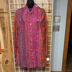 Chic Long Sleeve Patterned Dress in Red and Purple